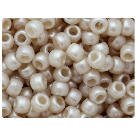 BeadTin Dark Champagne Pearl 9mm Barrel Pony Beads (500pcs)