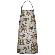 White Christmas Candy Cane Pattern Apron-Garden Aprons for Women with Pockets-Cotton Linen Waterproof Kitchen Cooking Gardening Aprons Adjustable for Kitchen,Cooking,BBQ and Salon 33"x27"