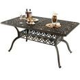 thumbnail image 2 of Gymax 59'' Patio Rectangle Dining Table Outdoor Cast Aluminum Table w/ Umbrella Hole, 2 of 10