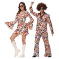 thumbnail image 2 of Disfraz de hippie retro de los años 70 y 80 para hombre y mujer, disfraz de discoteca, rock, hip-hop, para cosplay, parejas, fiesta de Halloween, Purim, disfraces de fantasía, 2 of 5