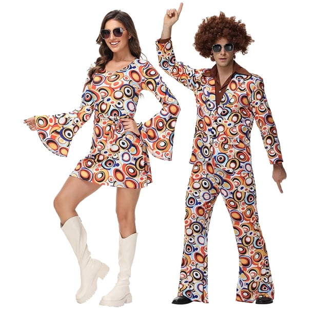 Ginkago Juego de disfraz de discoteca de los años 70, 8 piezas, hippie para hombre con pantalones brillantes para disfraz de los años 80, para cosplay de los años 80, para cosplay Ginkago Juego de disfraz de discoteca de los años 70, 8 piezas, hippie para hombre con pantalones brillantes para disfraz de los años 80, para cosplay de los años 80, para cosplay