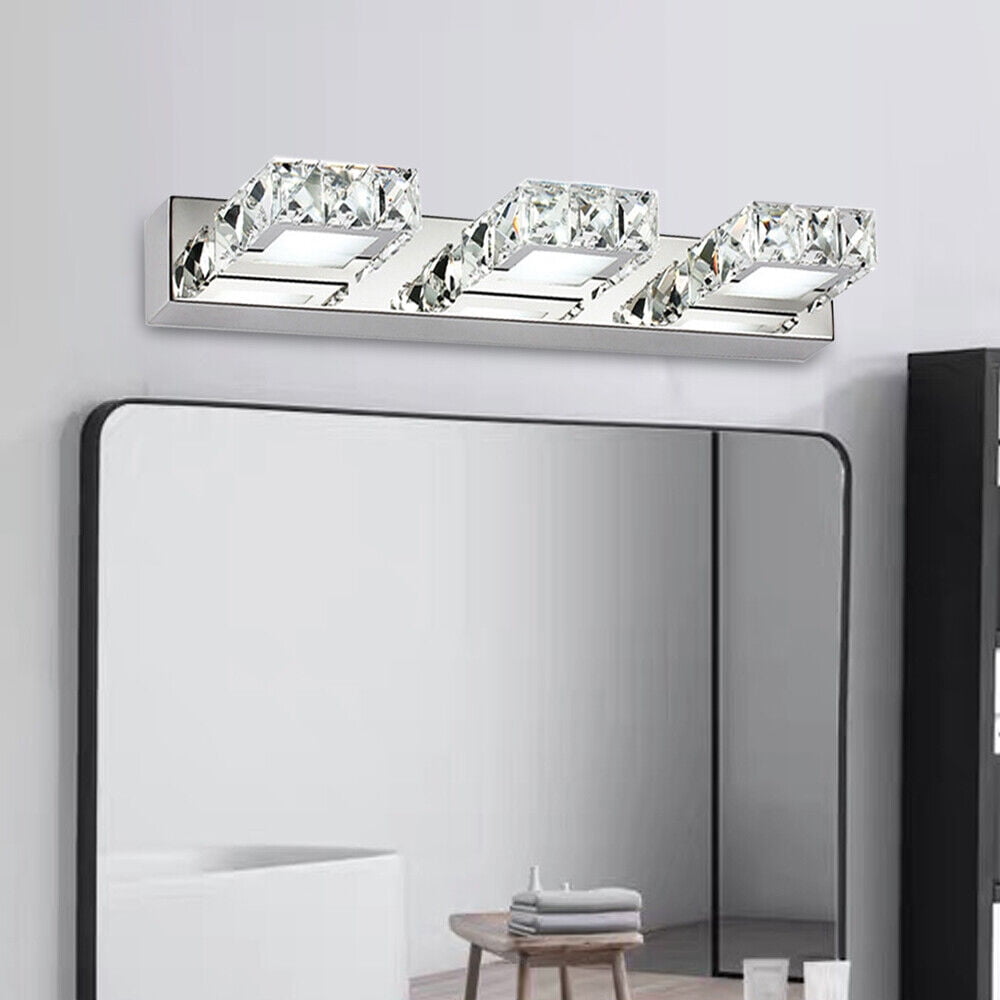 9W Modern Silver Crystal Makeup Mirror Wall-Lamp LED Make-up Vanity Light for Toilet Bathroom Bedrooms