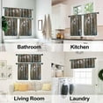 thumbnail image 3 of Floral Thin Kitchen Curtains Tiers and Valances Set 3 Piece for Windows Butterfly Kitchen Window Curtains Set,Farmhouse Wooden Texture Valances for Living Room(36" Tiers Set), 3 of 6