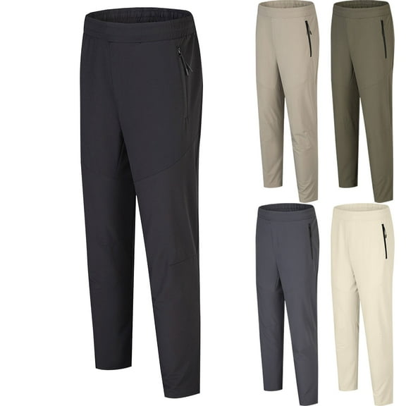 dzxyzu Mens Casual Cargo Joggers Pants Elastic Waist Stretch Trousers Relaxed Fit Work Pants Tapered Sweatpants - Beige