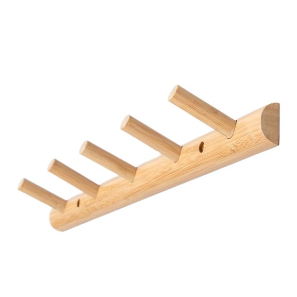 Abrigo de madera natural respetuoso del medio ambiente, ganchos para percha, sombrero, bolsa de ropa, estante de almacenamiento para organizador de llaves, aparatos de colección para el hogar Feliz Sencillez