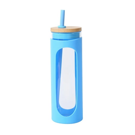

TINYSOME Fahion Water Bottle 20oz Glass Tumbler Straw Silicone Protective Sleeve Bamboo Lid BPA Free for Outdoor Indoor Travel