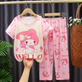thumbnail image 1 of Ropa de dormir de verano para niños, pantalones largos finos de manga corta, ropa de hogar para niños y niñas, pijamas ligeros y cómodos para niños, 1 of 5