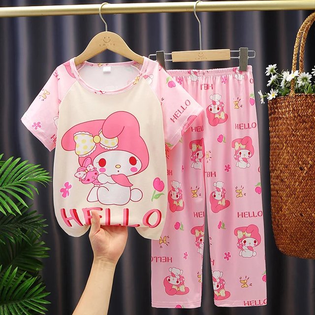 Ropa de dormir de verano para niños, pantalones largos finos de manga corta, ropa de hogar para niños y niñas, pijamas ligeros y cómodos para niños