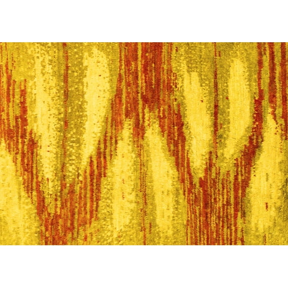 Ahgly Company Machine Washable Indoor Rectangle Abstract Yellow Modern Area Rugs, 2' x 3'