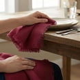 thumbnail image 3 of Burgundy Cotton Linen Napkin Set of 6 18x18 inch Dinner Napkins - Washable Soft Premium Hotel Quality Reusable Napkins Perfect Table Napkins for Family Dinners, Weddings & Everyday Use, 3 of 5