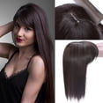 thumbnail image 3 of Benehair 100% Natural Hair Extensions Clip in Topper Toupee Bangs Hairpiece for Woman 10" Dark Black, 3 of 10