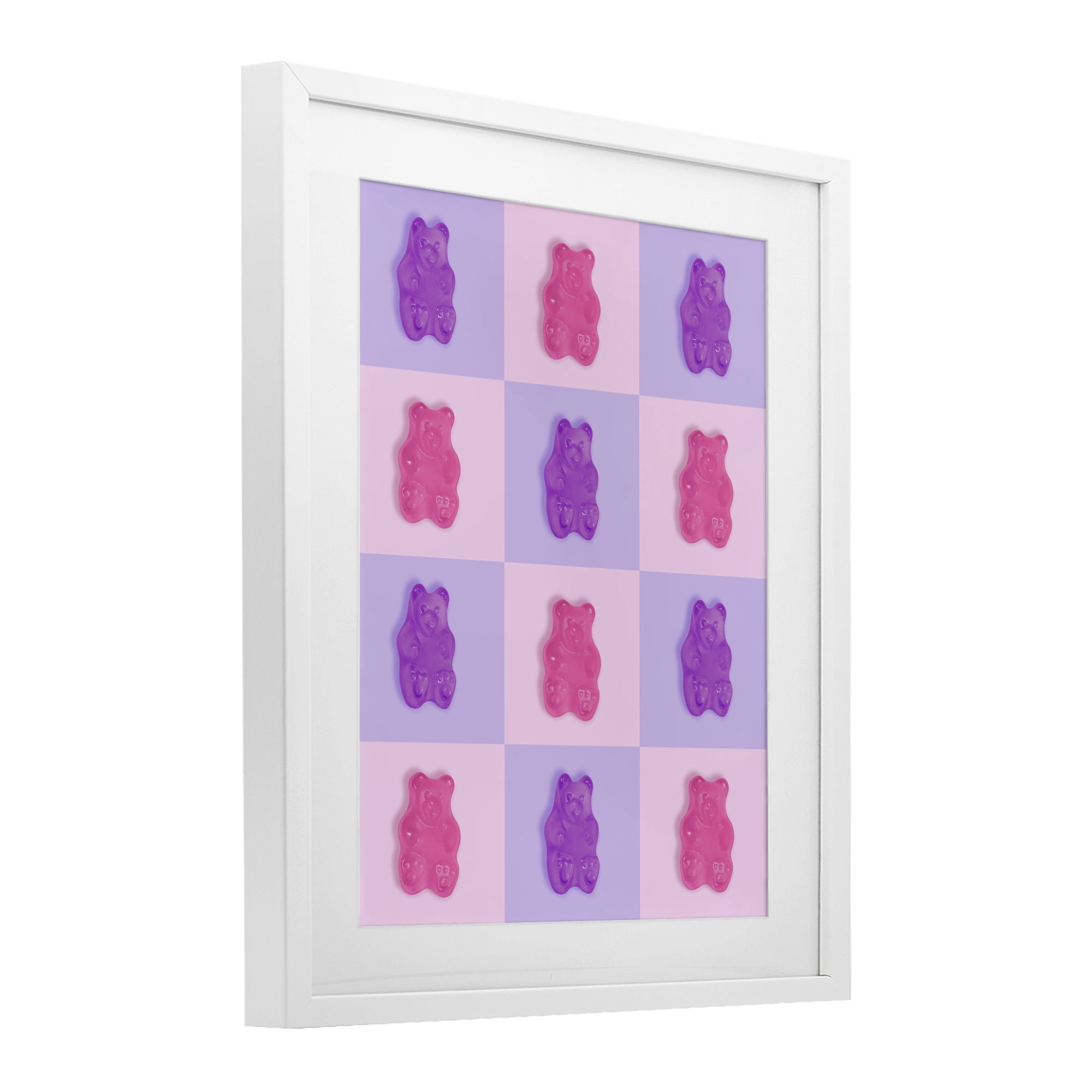 Stupell Industries Pink & Lilac Candy Bears White Framed Print Under Glass, design by LISH Creative