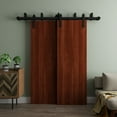 thumbnail image 2 of Sliding Modern Barn Bypass Doors 64 x 84 in - LUNO 1003 Walnut - Modern 6.6ft Rails Hardware Set - Wood Solid Bedroom Wardrobe Doors, 2 of 5