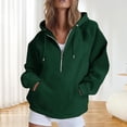 thumbnail image 2 of Women's Loose Color Half-zipper Hooded Raglan Long-sleeved Sweater Jacket Outfits Basic Fall Clothes Winter Clothing, 2 of 4