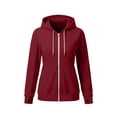 thumbnail image 5 of LLYWEY Womens Zip-up Hoodie with Thumb Holes - Arm Zipper Long Sleeve Hooded Jackets Side Pockets Lightweight Soft Casual Loose Fleece Fall Jackets Wine M, 5 of 9