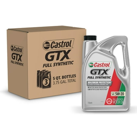 Castrol GTX Full Synthetic 5W-20 Motor Oil 5 Quarts Case of 3