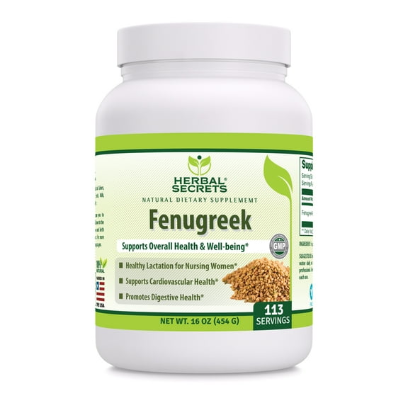 Herbal Secrets Fenugreek Powder 16 Oz (454 G) Supplement | Trigonella foenum-graecum | 113 Servings | Non-GMO | Gluten-Free | Made in USA
