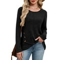 thumbnail image 5 of JGGSPWM Tunic Sweaters for Women Long Sleeve Shirts Crew Neck Tops with Buttons Fall Fashion Outfits Winter Blouses Black XXL, 5 of 9