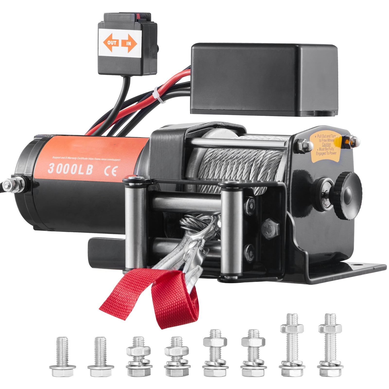 BENTISM Electric Winch, 12V 3000 lb Load Capacity Steel Rope Winch