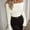 White, variant on DuoJiaJ Cotton Off The Shoulder Sweater for Women Long Sleeve Ribbed Knit Pullover Sweater Slim Fit Going Out Tops Black L