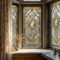 thumbnail image 5 of Stained Glass Window Privacy Film Static Cling - Rainbow Glass Decorative Sun Blocking Window Covering, Non-Adhesive Removable Stickers for Home & Office, 17.7" x 39.4", 5 of 6