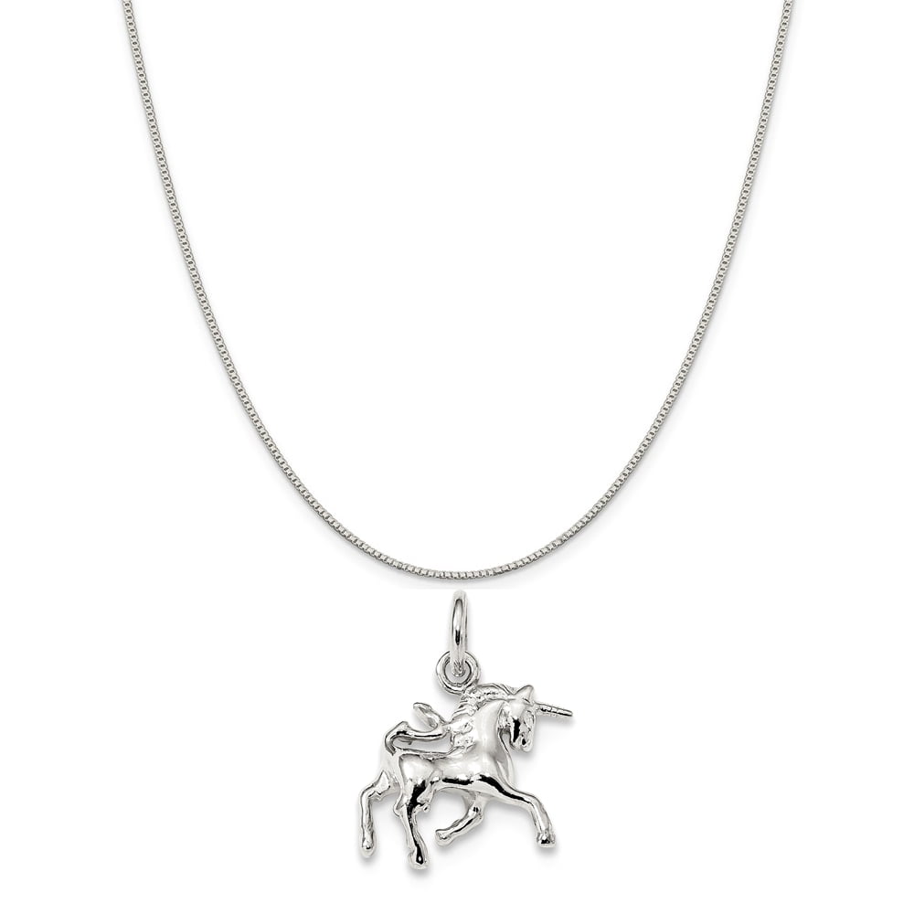Carat in Karats Sterling Silver Unicorn Charm on a Sterling Silver Box