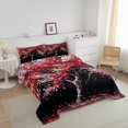 thumbnail image 3 of Erosebridal Red Cherry Blossoms Bedding Sets Twinwith Comforter, Tree Botanical Duvet Insert, Japanese Style Decor, Lightweight, 3 of 8