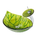 thumbnail image 1 of Yanksmark Vessel Sinks Combo with Chrome Bathroom Faucet Pop Up Drain Mounting Ring Set Leaf Shape, 1 of 4