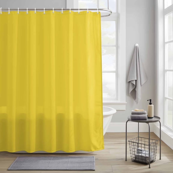 Bathroom Shower Curtain Minimalist Solid Pure Yellow Waterproof Shower Curtains with Hooks, Unadorned Single Color Art Bath Curtains Bathtub Curtain Home Decor 36x72in