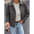 thumbnail image 3 of BTFBM Faux Leather Jacket Women Fall Clothes Long Sleeve, Bomber Jackets, Snaps, Pockets, Oversized, Zip Up Motorcycle Outerwear, Airport, Going Out Outfits, Winter Coat, 3 of 9
