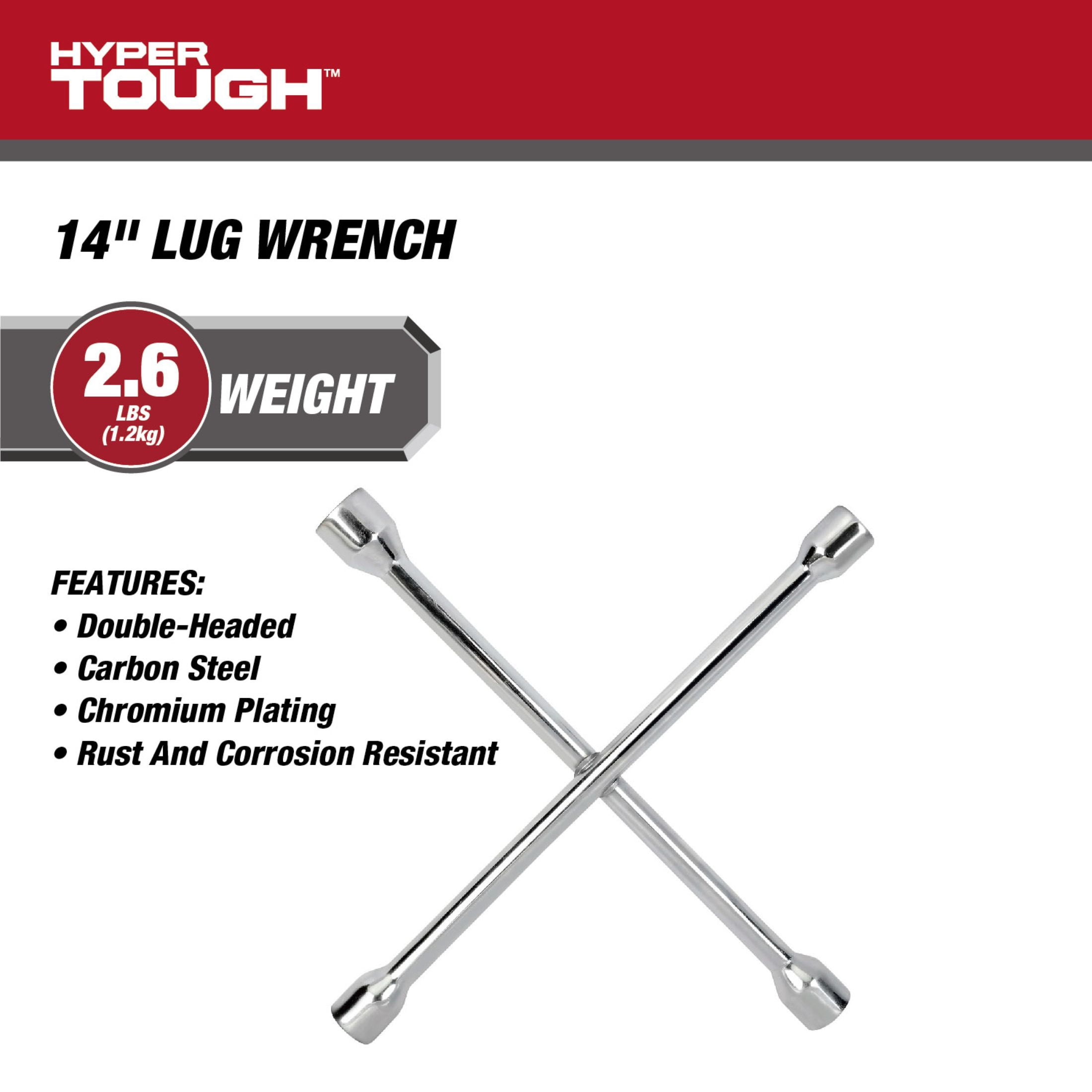 Hyper Tough 14-inch 4-Way Carbon Steel Lug Wrench