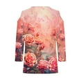 thumbnail image 4 of BiZtdJrK Summer Cold Shoulder Top for Women 3/4 Sleeve V Neck Vintage Floral Blouse Loose Comfy T Shirt Back Packs Deals For School Pink XXL, 4 of 5
