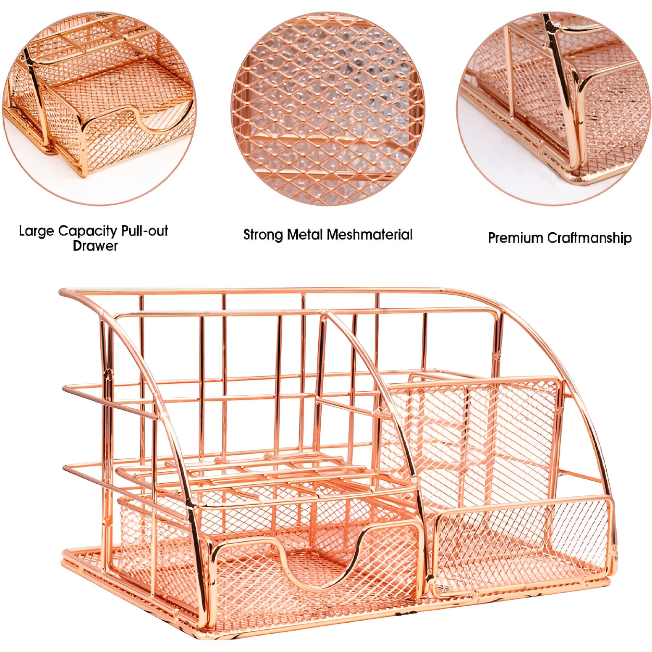 XIBUFE 2026 New Rose Gold Desk Organizers and Accessories Office Supplies Set Stapler,Pen Holder,Phone Holder,Pen Holders Pen Cups Desk Accessories Office Office Organizing Office Desk Supplies