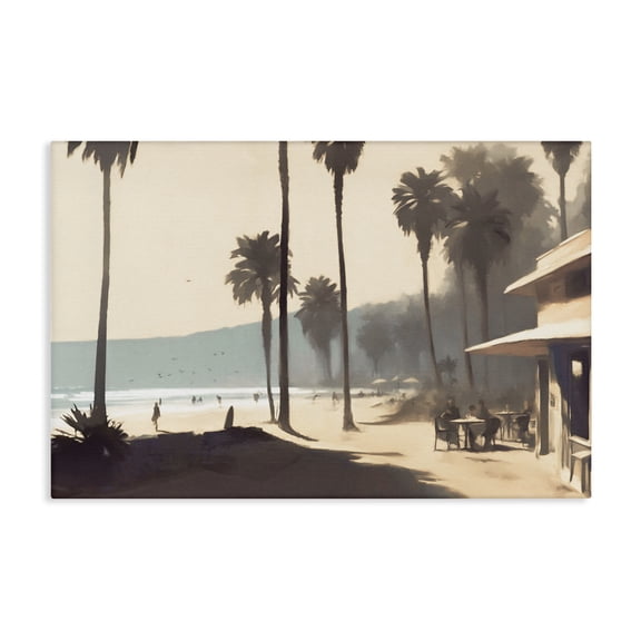 Stupell Industries Coastal Pink Canopy Beach Scene Canvas Art, 24 x 16, by Noah Bay