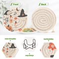 thumbnail image 4 of Yayeee 6 PCS Drink Coasters with Holder Set Woven Absorbent Round Tabletop Hot Pad, White Halloween Ghosts, 4 of 7
