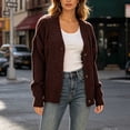 thumbnail image 6 of Atkumj Knit Sweater for Women Stylish V Neck Cable Knit Button Up Sweater Casual Loose Solid Color Womens Cardigan for Everyday Outfit 3XL, 6 of 6