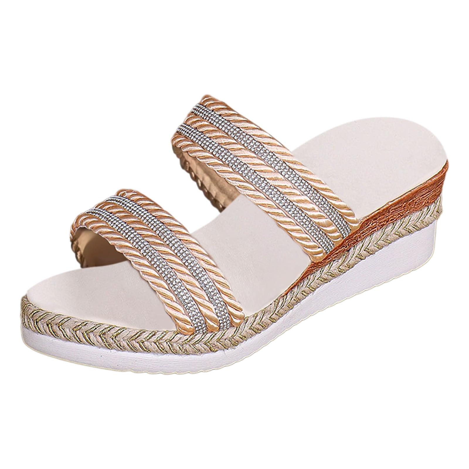 Women s Sandals Female Sandal Adult Womens Shoes Dressy Sandals Women Wedge Ladies Summer Casual Colour Blocking Soft Leather Woven Straw Womens