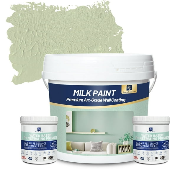 ShangTianFeng Light Green Interior Paint & Primer Kit, 1-Gallon, Premium Eggshell Finish, Stain-Resistant Coating for Living Room, Kitchen, Office & Home Renovation, DIY-Friendly