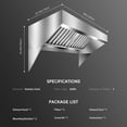 thumbnail image 5 of HELLONE 5FT Commercial Exhaust Hood, Stainless Steel Vent Hood with 2 Removable Baffle Hood Filters, Concession Trailer Hood for Food Truck Restaurant Commercial Kitchen, 5 of 7