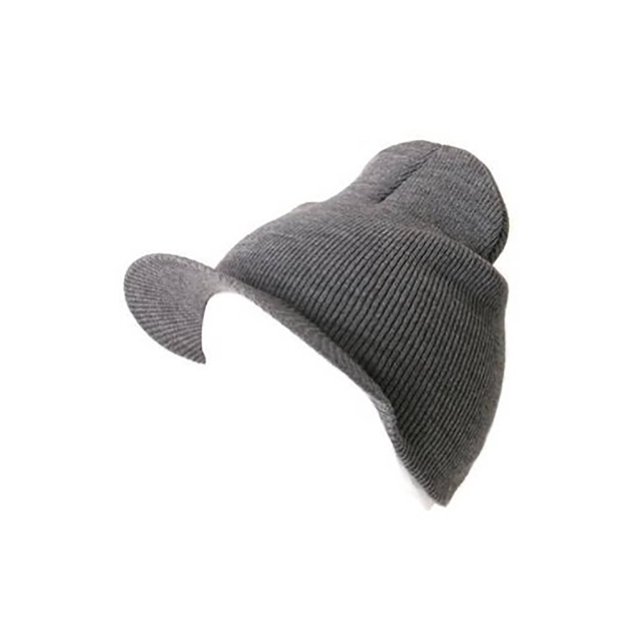 New Cuffless Acrylic Beanie Visor, Heather Grey