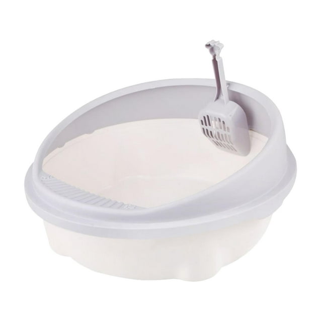 Caja de arena para gatos Inodoro y cuchara Fácil de limpiar Bandeja de arena para gatos 35cmx33cmx16cm jinwen