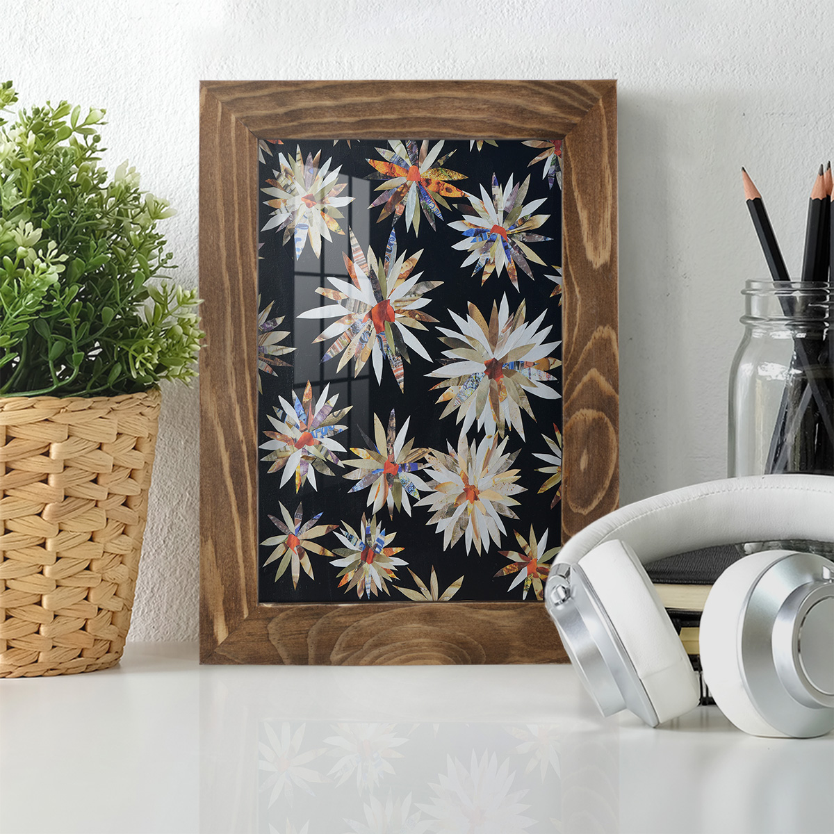Starburst Too II - Framed Print w/glass - Walnut