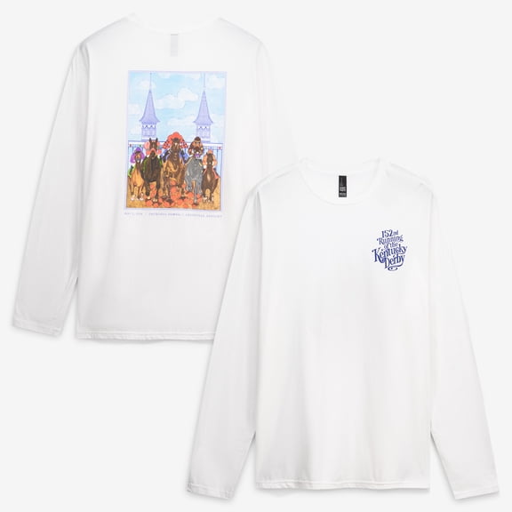Unisex White 152nd Kentucky Derby Art of the Derby Poster Long Sleeve T-Shirt