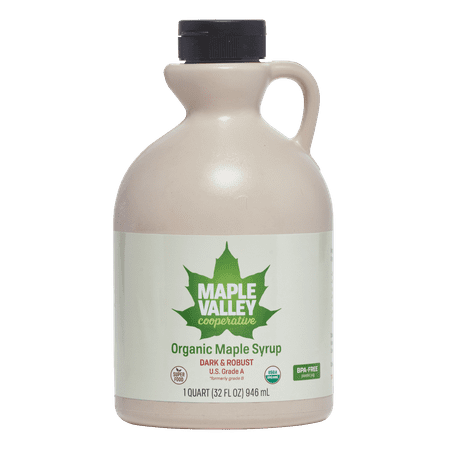 Maple Valley Pure Organic Maple Syrup 32 Oz. Grade A Dark Robust Maple Syrup *Formerly Grade B* in Bpa-free 32oz Quart Jug