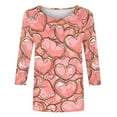 thumbnail image 5 of asdoklhq Plus Size Valentine Shirts for Women Printing Blouses 3/4 Sleeve Round Neck Pullover Fashionable Top Pink 4X, 5 of 5