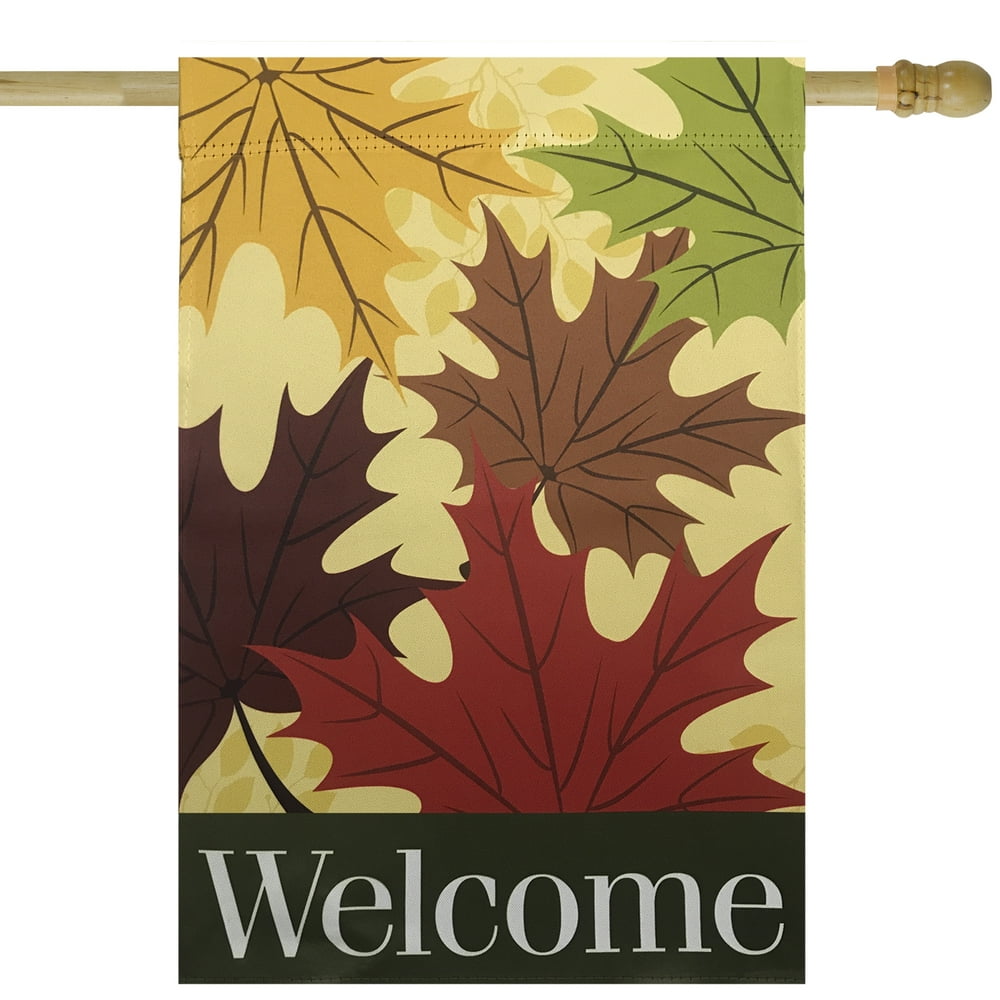 Red and Yellow Fall Leaves Welcome Outdoor Garden Flag 28