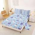 thumbnail image 2 of Feelyou Kawaii Halloween Ghost Queen Sheets, Boho Floral Flower Queen Sheet Sets, Blue, 4 Pieces, 1 Flat Sheet, 1 Fitted Sheet and 2 Pillowcases, 2 of 5