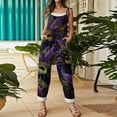 thumbnail image 4 of Fgvctg Mardi Gras Womens Overalls Sleeveless Carnival Party Spaghetti Straps Overall Fashion Wide Leg Pant Mask Print Bib Overalls Rompers Sprimg Pant With Pockets Navy S, 4 of 4
