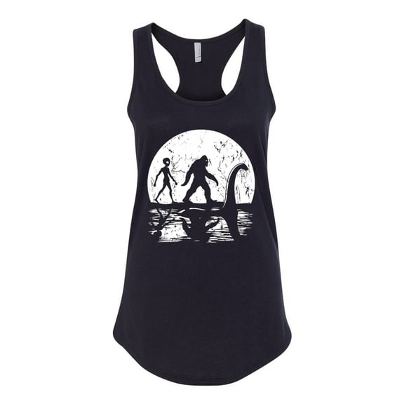 Wild Bobby Moon Silhoutte Bigfoot Shadow Big 3 Myths Women Racerback Tank Top