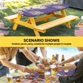 thumbnail image 6 of Happy Easter Rabbits Table Cloths for 4 Foot Rectangle Tables, Spring Daisy Purple Silhouette Wooden Grain Patio Waterproof Elastic Fitted Tablecloths, Washable Rectangular Table Cover for Camping, 6 of 8